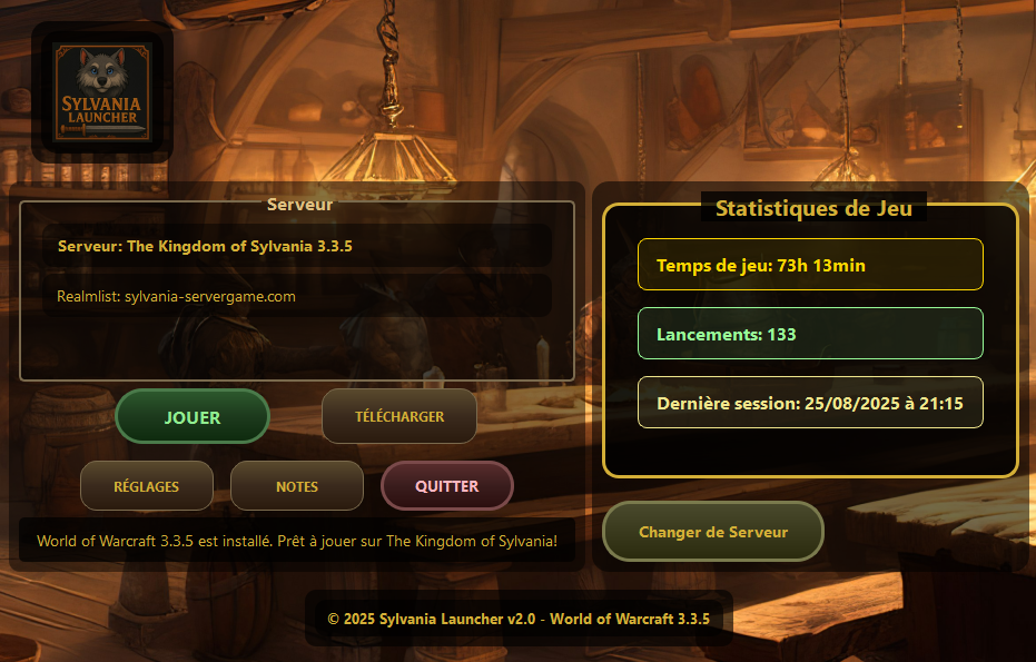 Interface principale du Sylvania Launcher